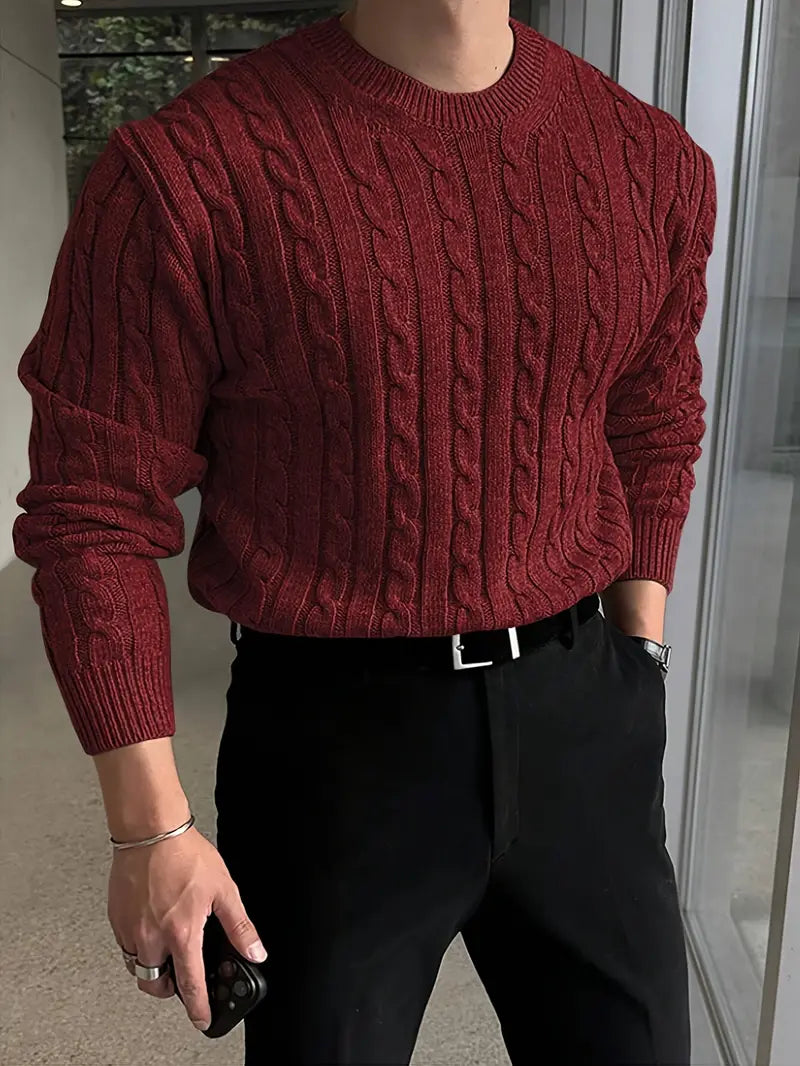 Pull Homme Torsadé Élégant Hiver 4