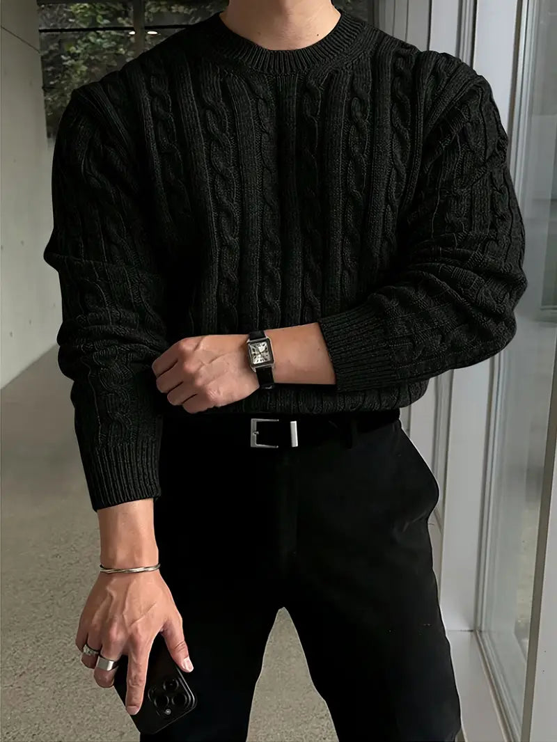 Pull Homme Torsadé Élégant Hiver 7