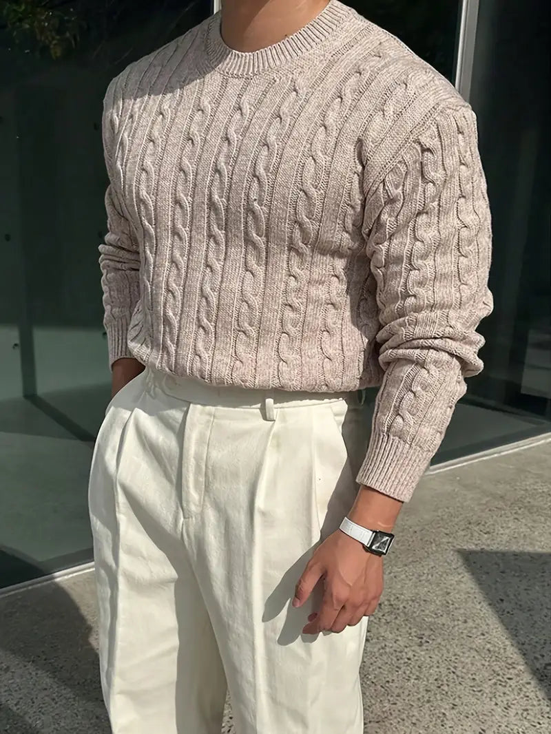 Pull Homme Torsadé Élégant Hiver 8