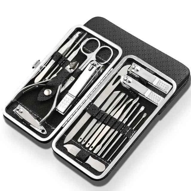 LuxeTools - Kit de coupe-ongles ultime de 19 pièces en acier inoxydable pour usage professionnel