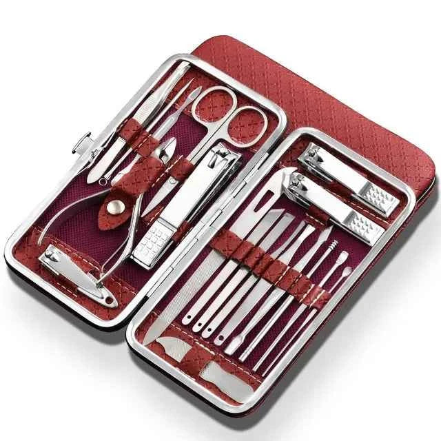LuxeTools - Kit de coupe-ongles ultime de 19 pièces en acier inoxydable pour usage professionnel