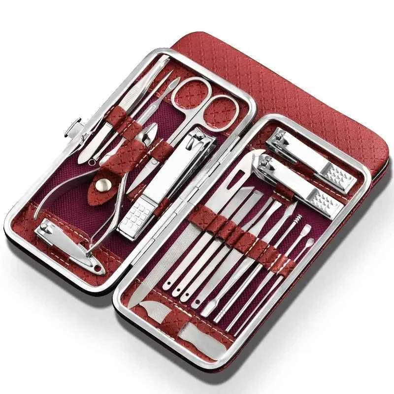 LuxeTools - Kit de coupe-ongles ultime de 19 pièces en acier inoxydable pour usage professionnel