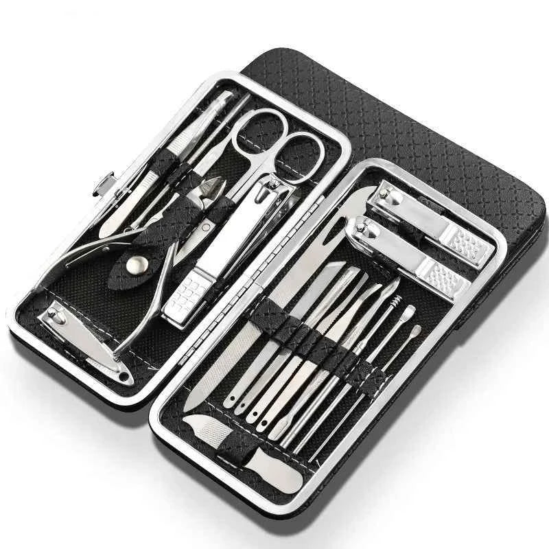 LuxeTools - Kit de coupe-ongles ultime de 19 pièces en acier inoxydable pour usage professionnel