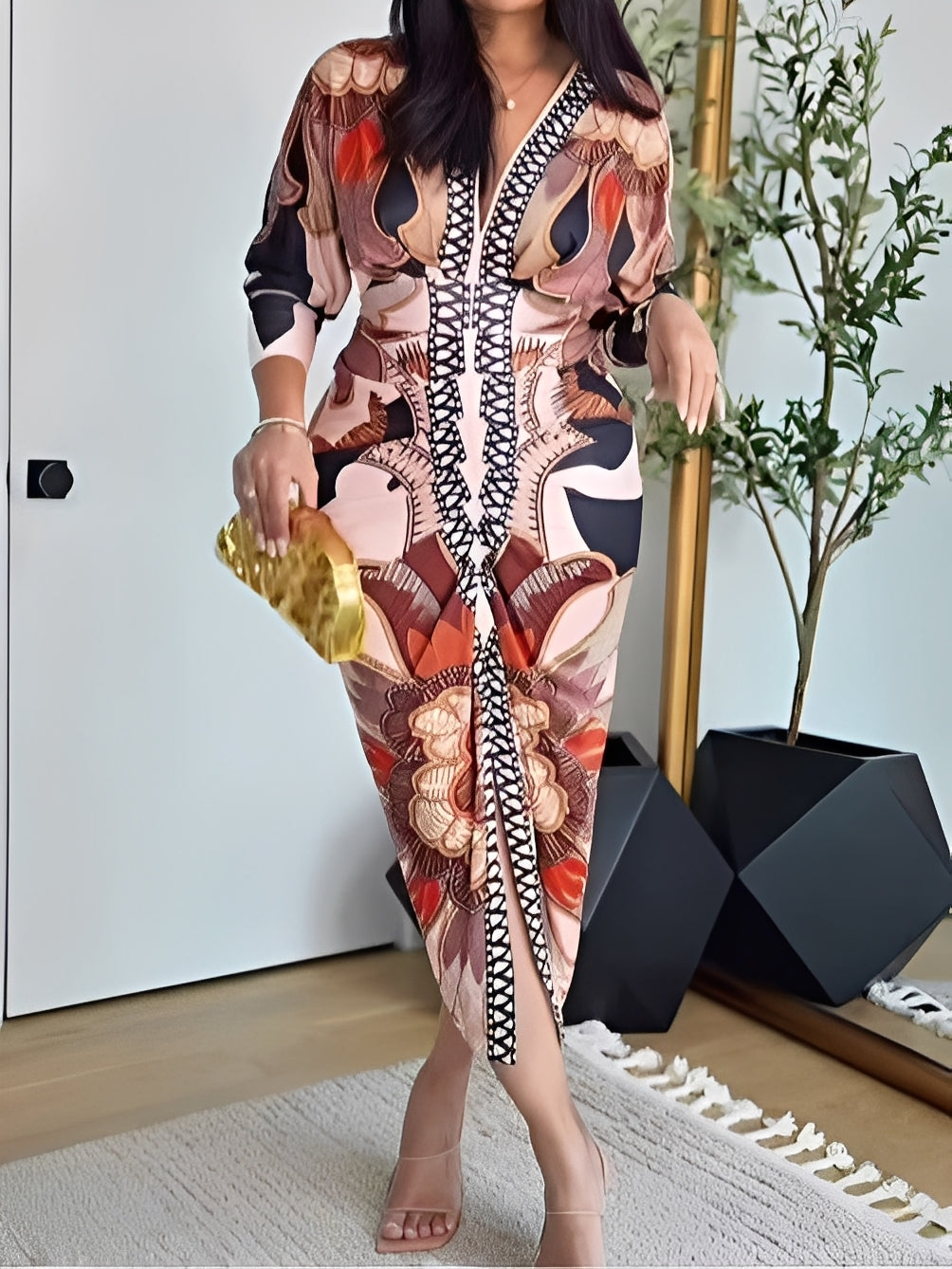 Robe Longue Femme Élégante à Manches Longues 0