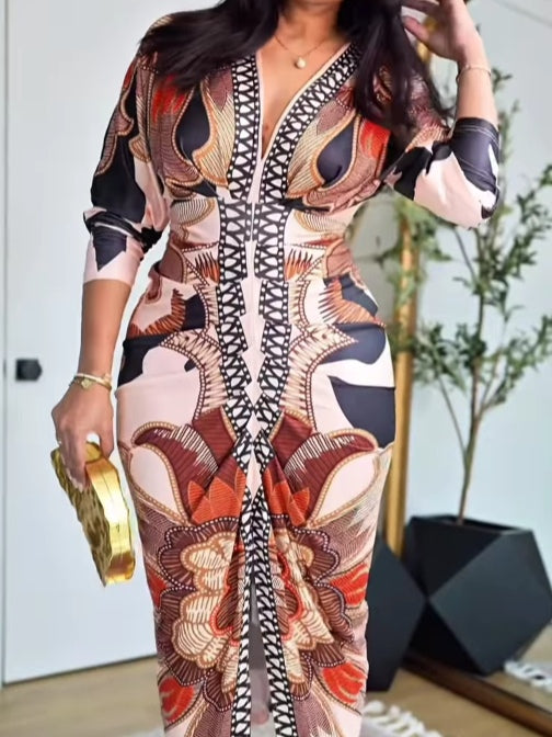 Robe Longue Femme Élégante à Manches Longues 1