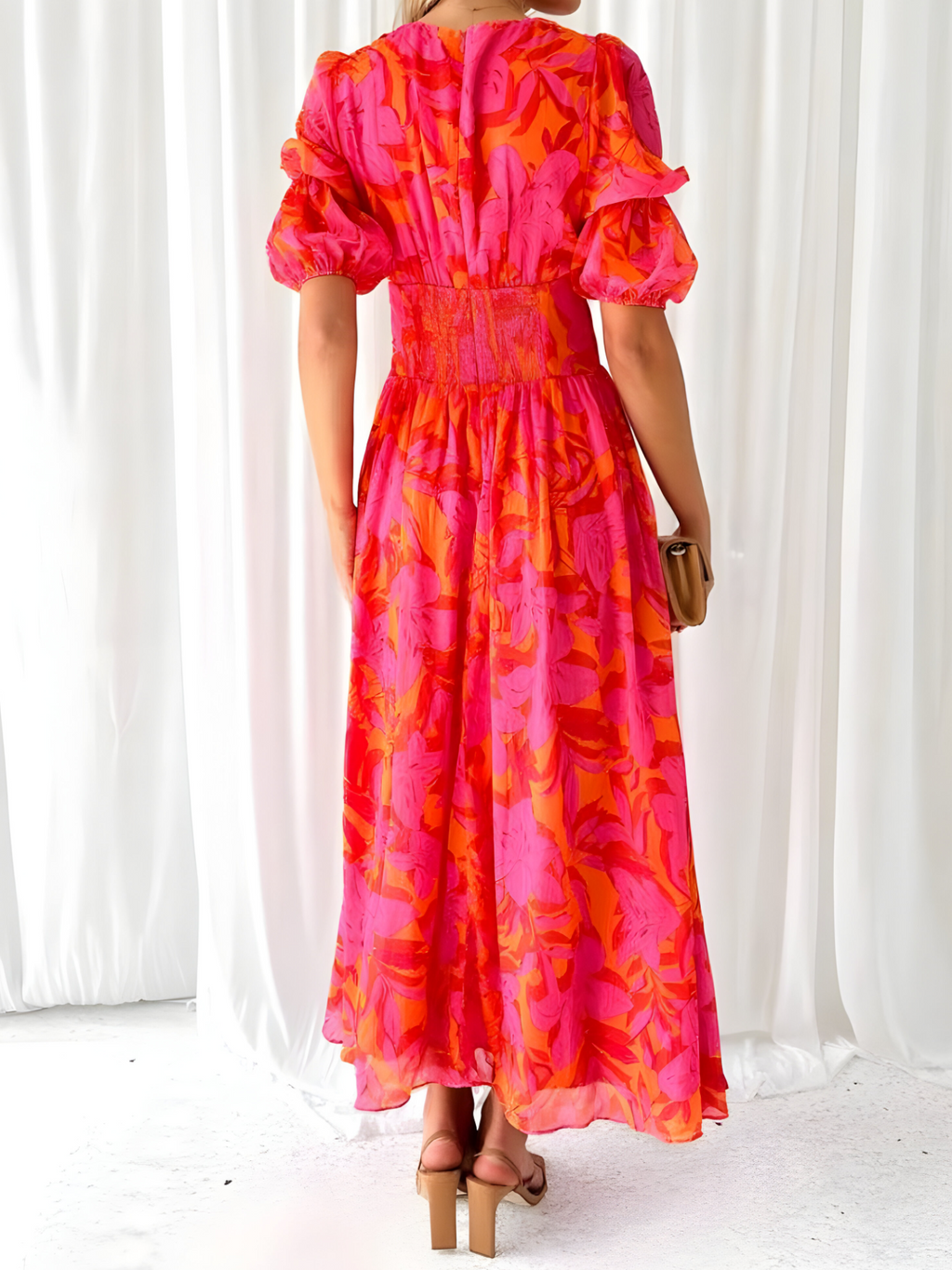 Fließendes rotes langes Damenkleid - leichtes Maxi-Sommerkleid für Damen