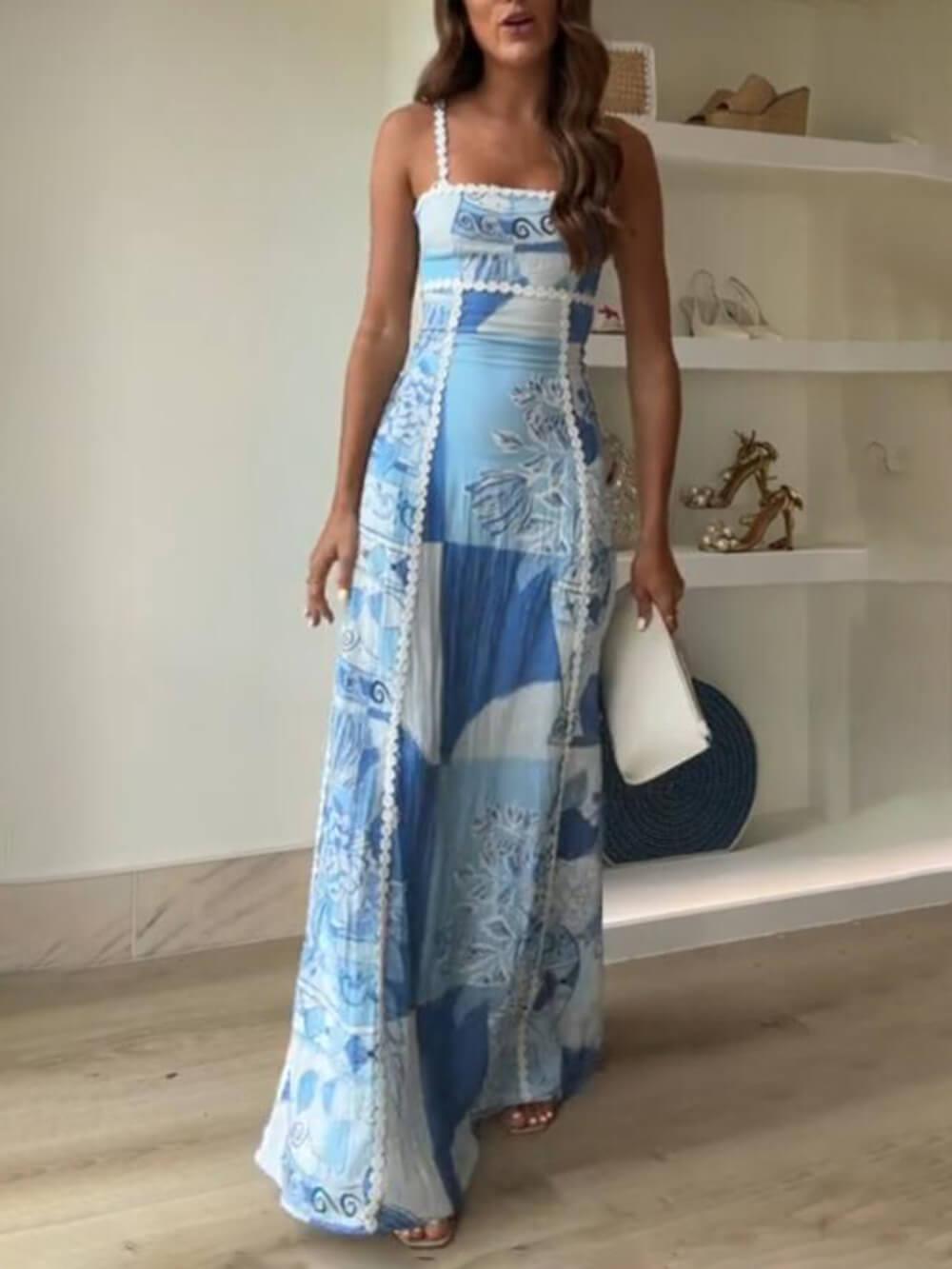 Robe Longue Femme Évasée en Dentelle 5