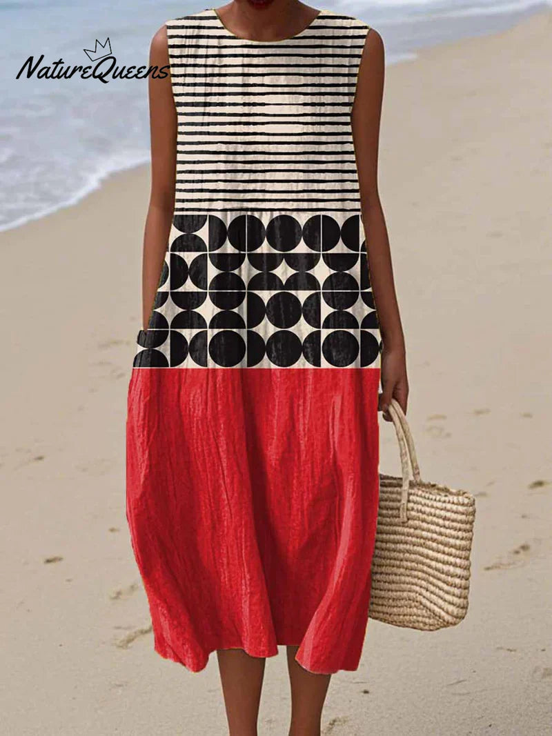 Robe Longue Femme Géométrique Élégante 0