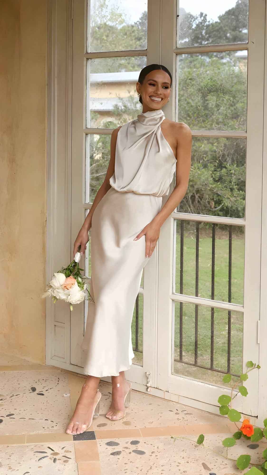 Robe Longue Femme Satinée pour Soirée