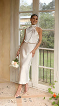 Robe Longue Femme Élégante en Satin pour Cérémonie Soirée Fête