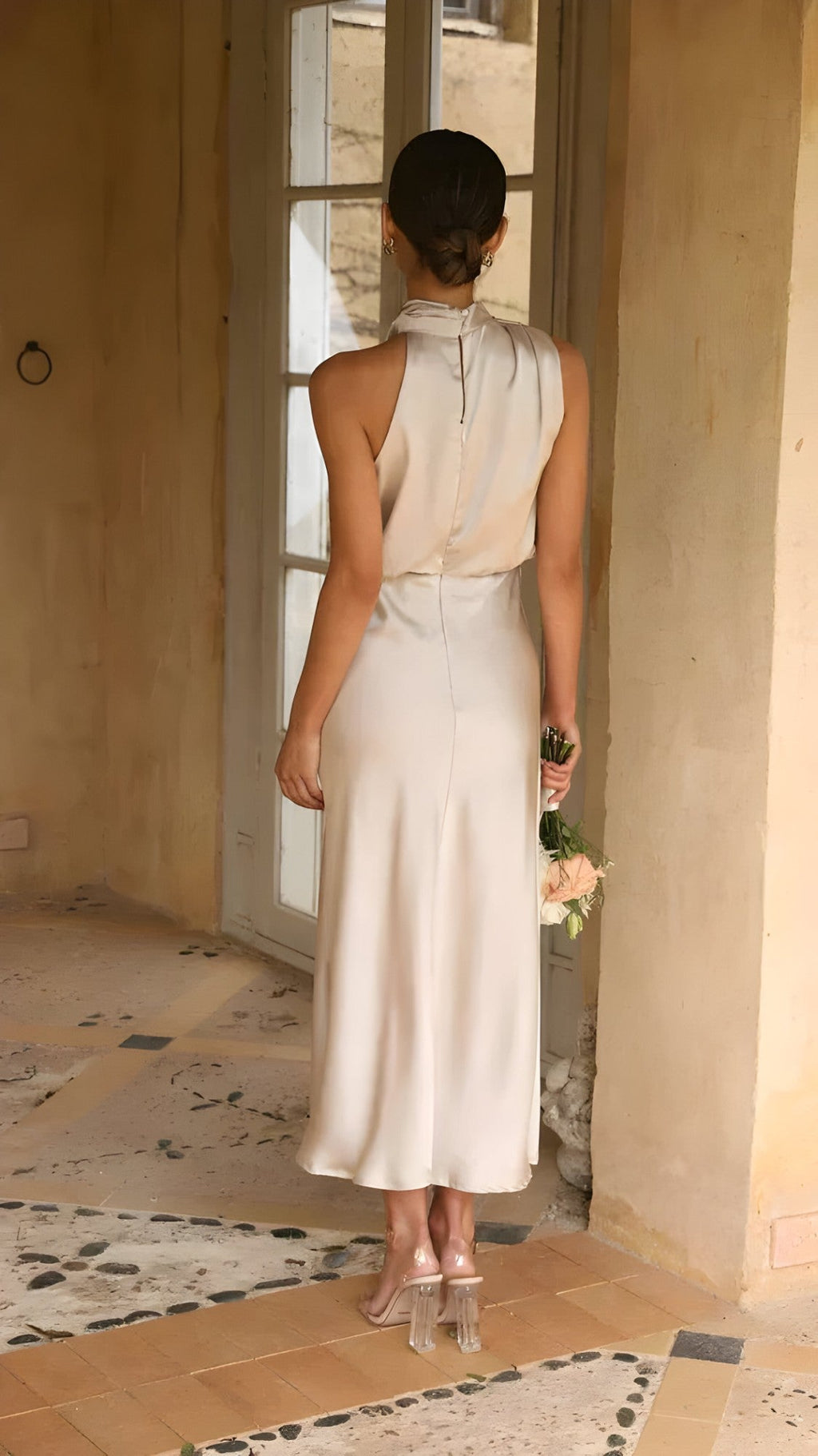 Robe Longue Femme Élégante en Satin pour Cérémonie Soirée Fête
