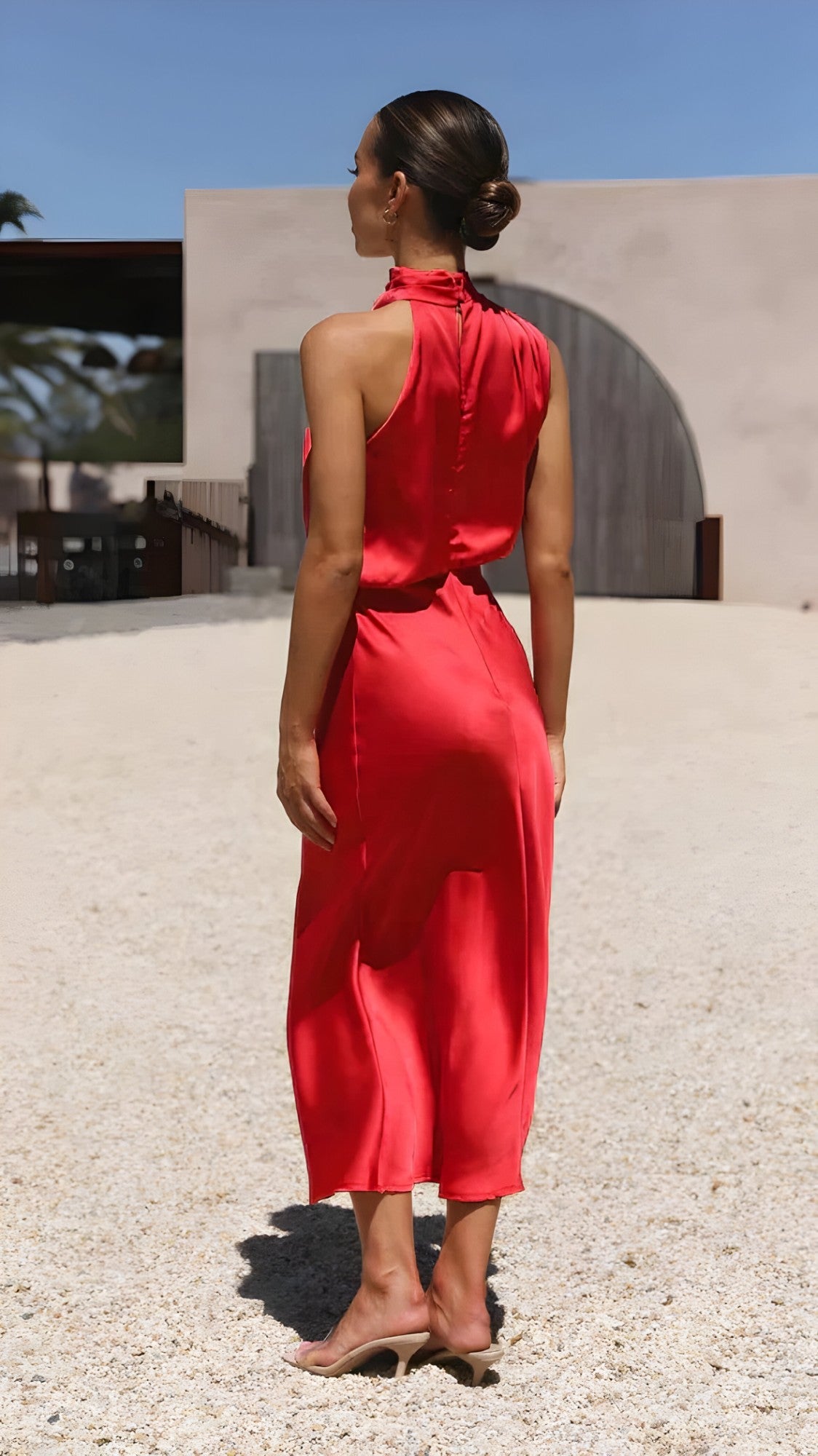 Robe Longue Femme Élégante en Satin pour Cérémonie Soirée Fête