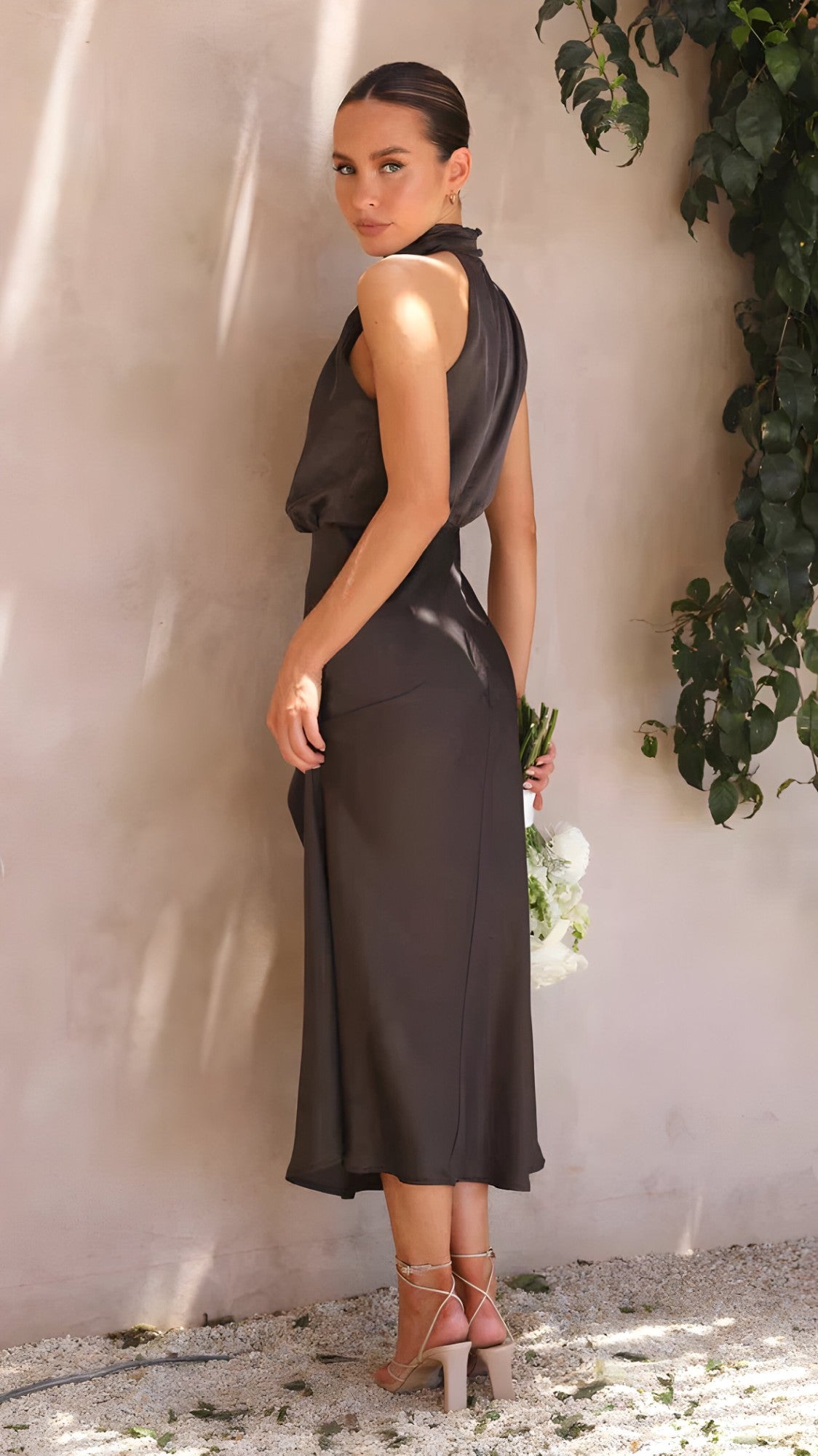 Robe Longue Femme Élégante en Satin pour Cérémonie Soirée Fête