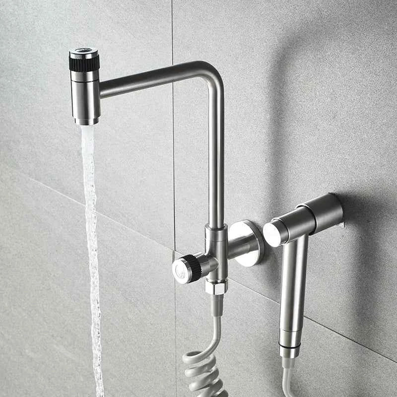 Robinet Mural de Cuisine en Acier Inoxydable - Bec Rotatif