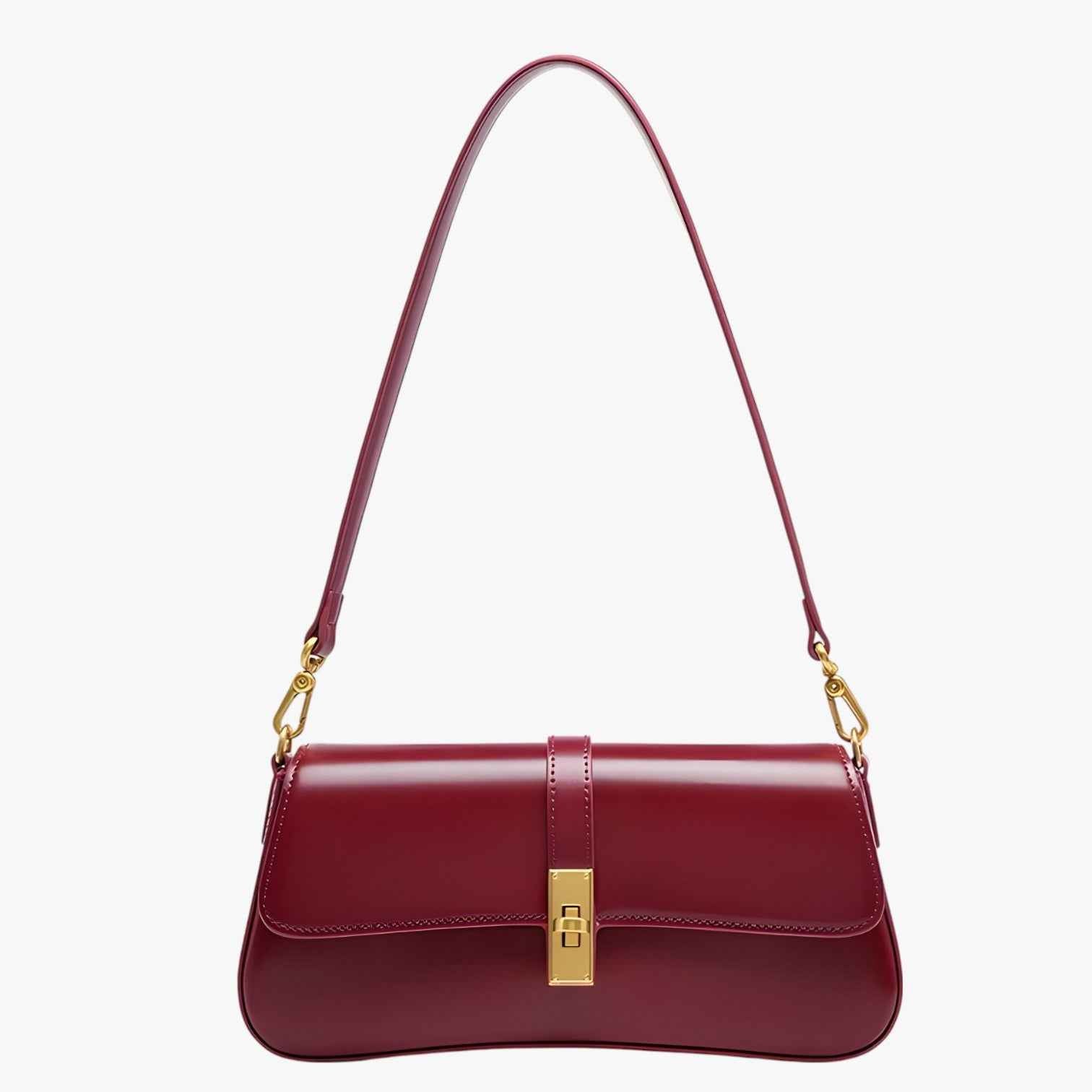 Sac Baguette Femme en Cuir Véritable Noir de Luxe, Élégant et Compact