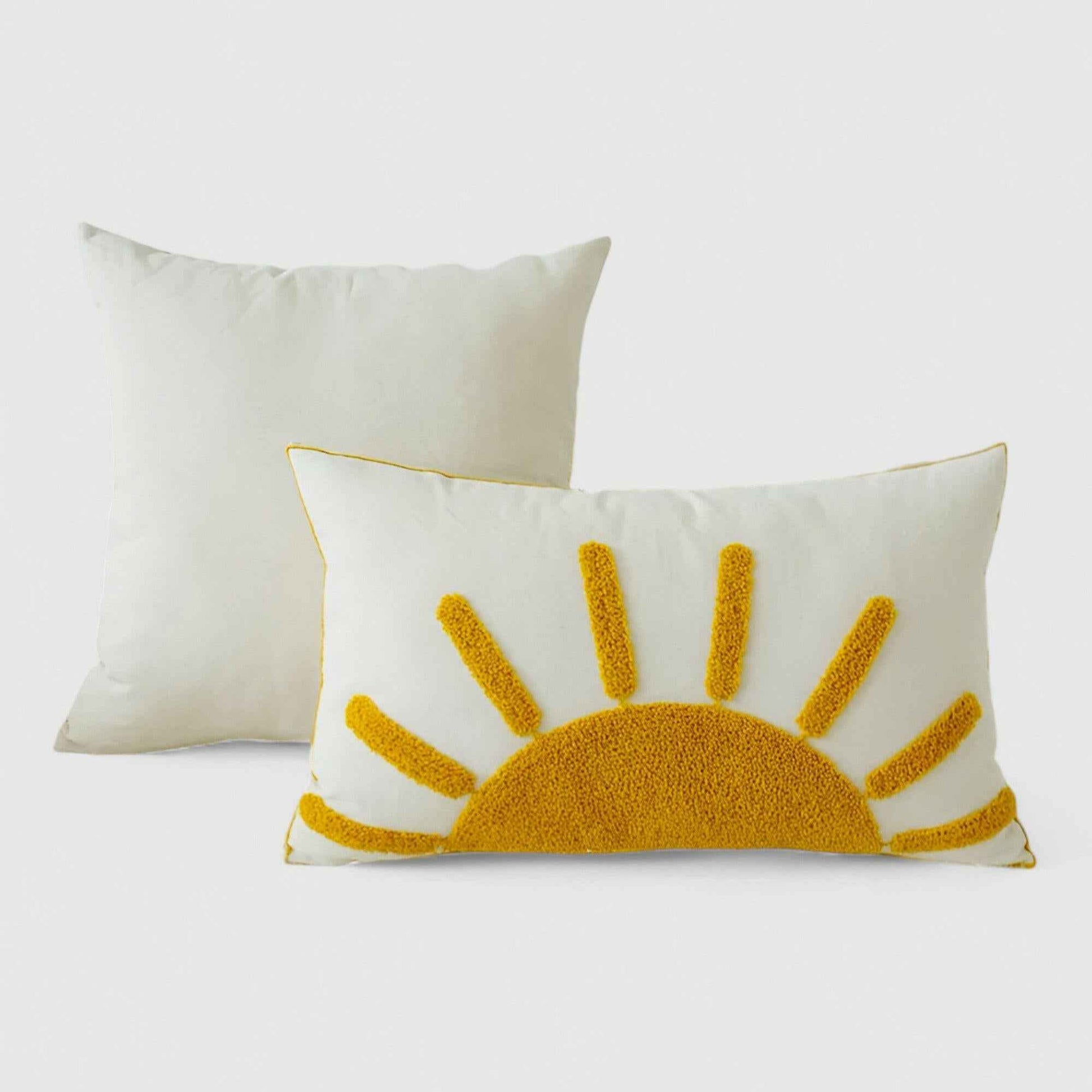 Housses de coussin : Housse de Coussin Jaune en Coton avec Motif Élégant dans de Marche Lino