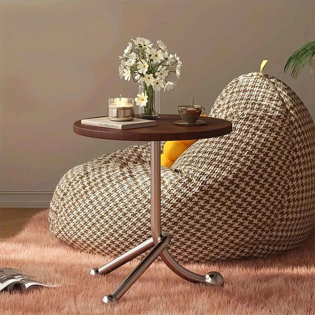 Elystra - Charmante Vintage Ronde Beistelltisch mit Warmem Holzplatte und Stilvollen Metallbeinen