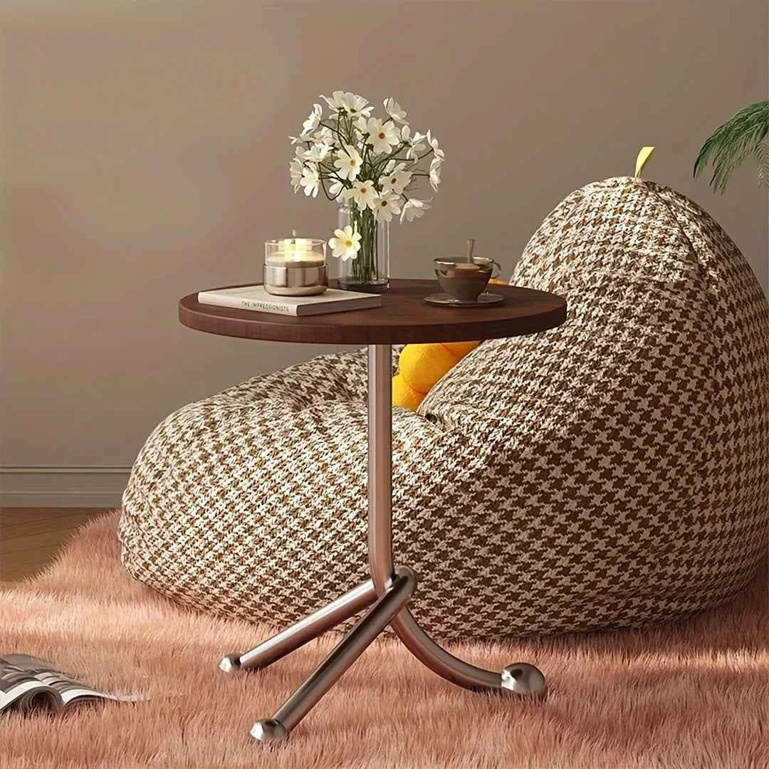 Elystra - Charmante Vintage Ronde Beistelltisch mit Warmem Holzplatte und Stilvollen Metallbeinen