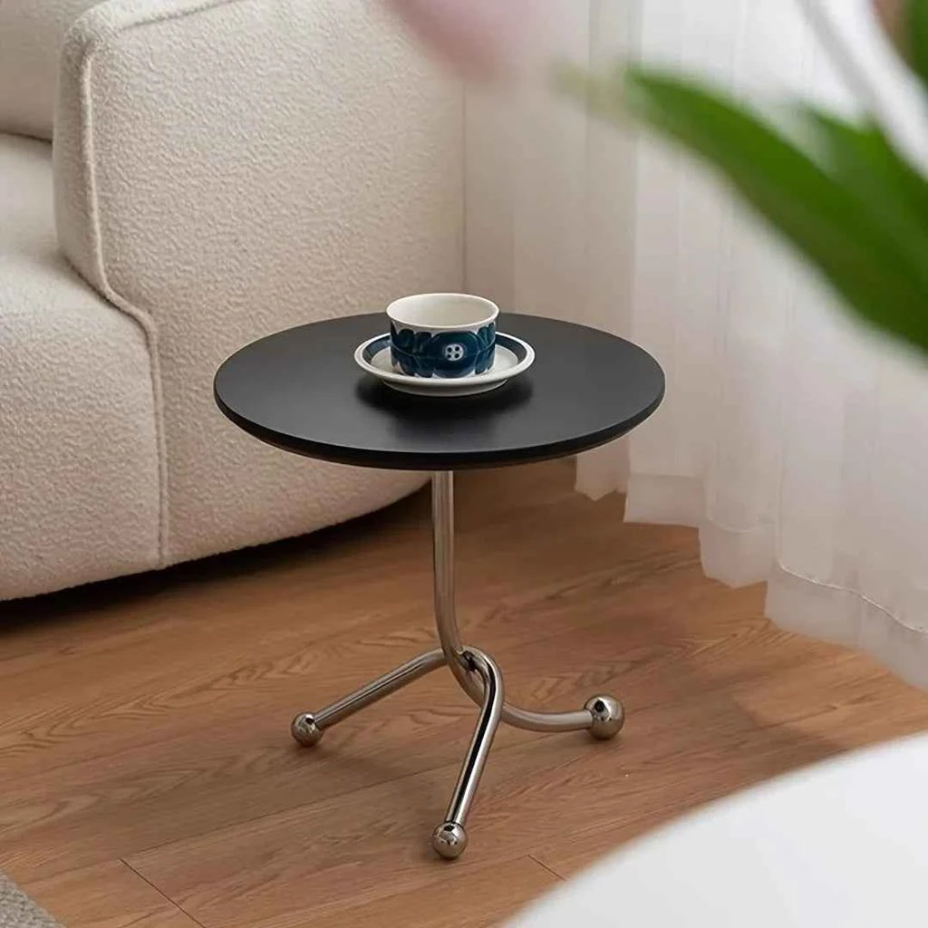 Elystra - Charmante Vintage Ronde Beistelltisch mit Warmem Holzplatte und Stilvollen Metallbeinen