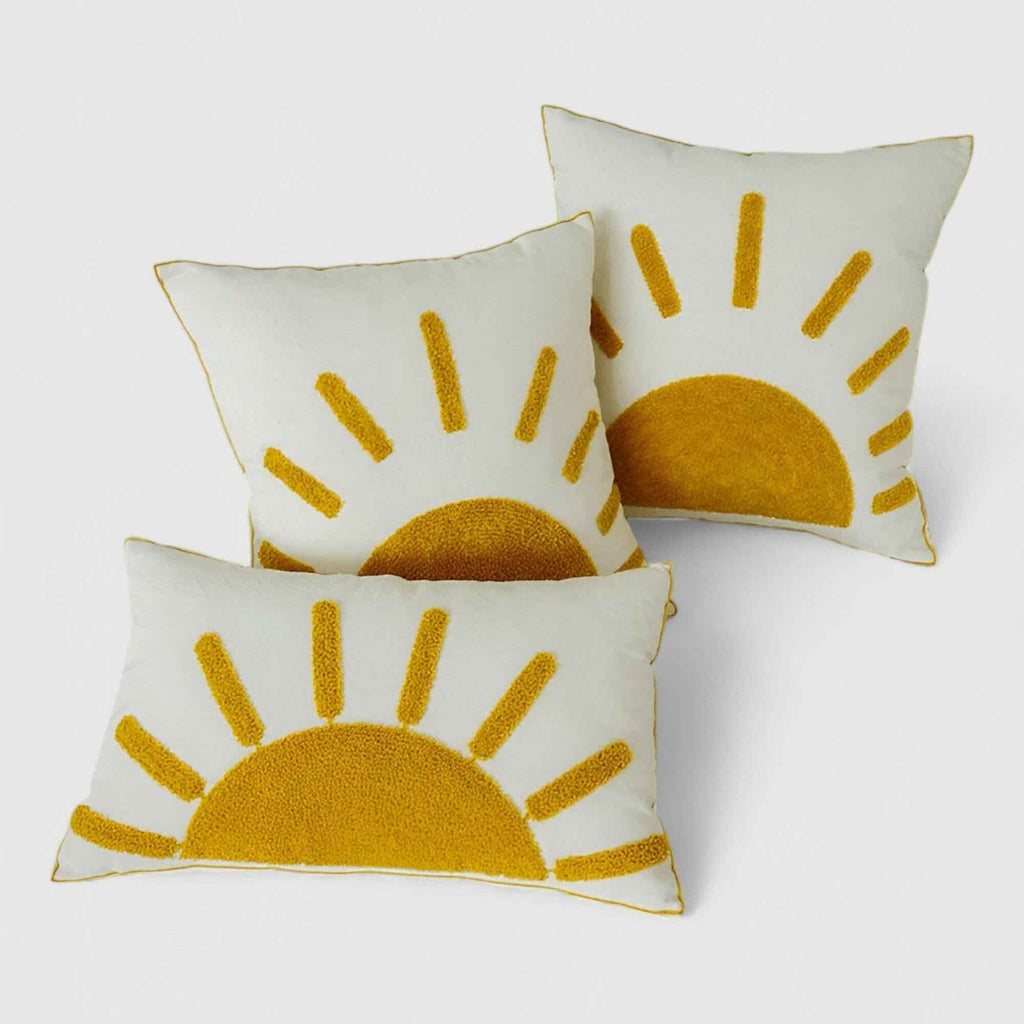 Housses de coussin : Housse de Coussin Jaune en Coton avec Motif Élégant dans de Marche Lino