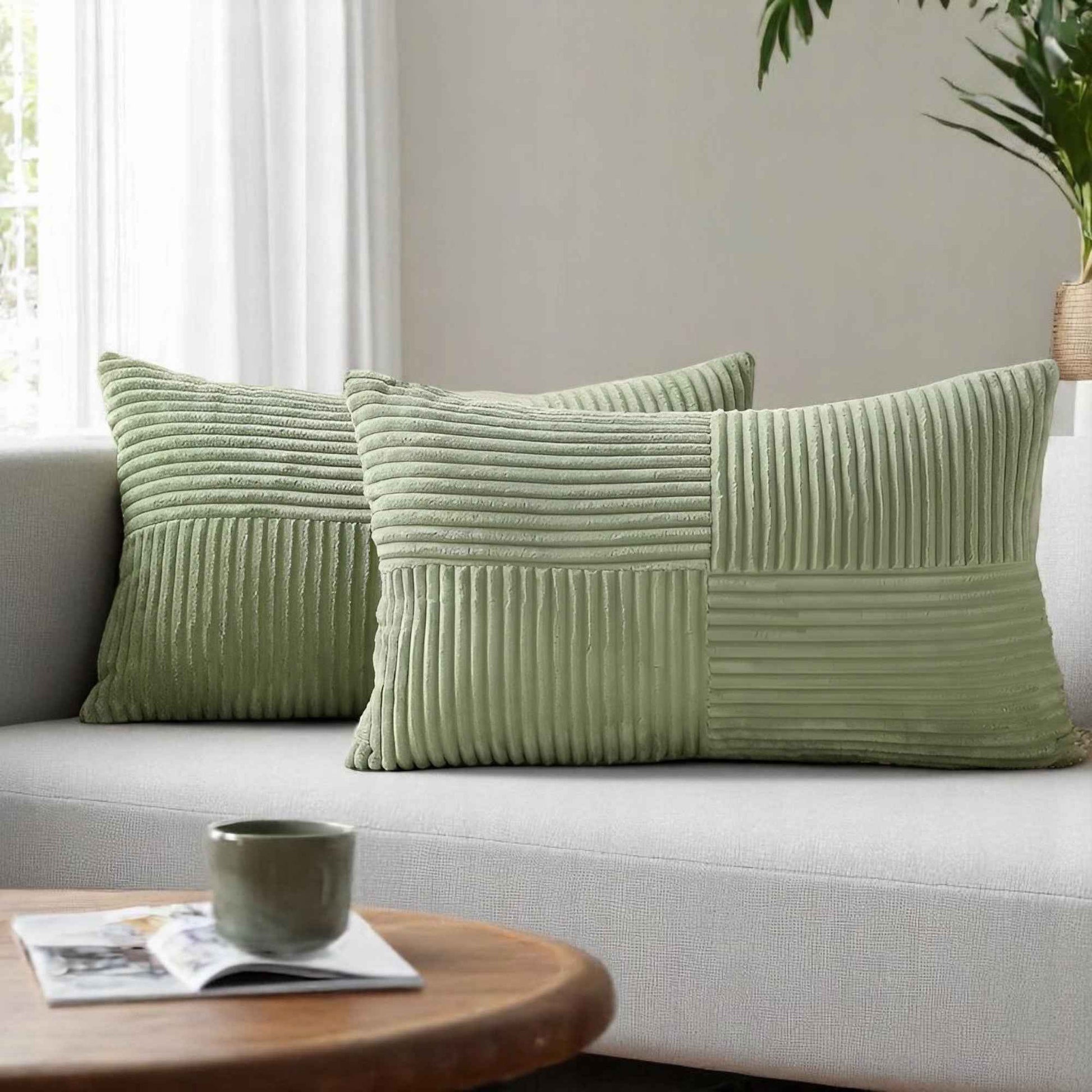 Housses de coussin : Couvercle de Coussin en Velours Côtelé 30x50 cm dans de Marche Lino