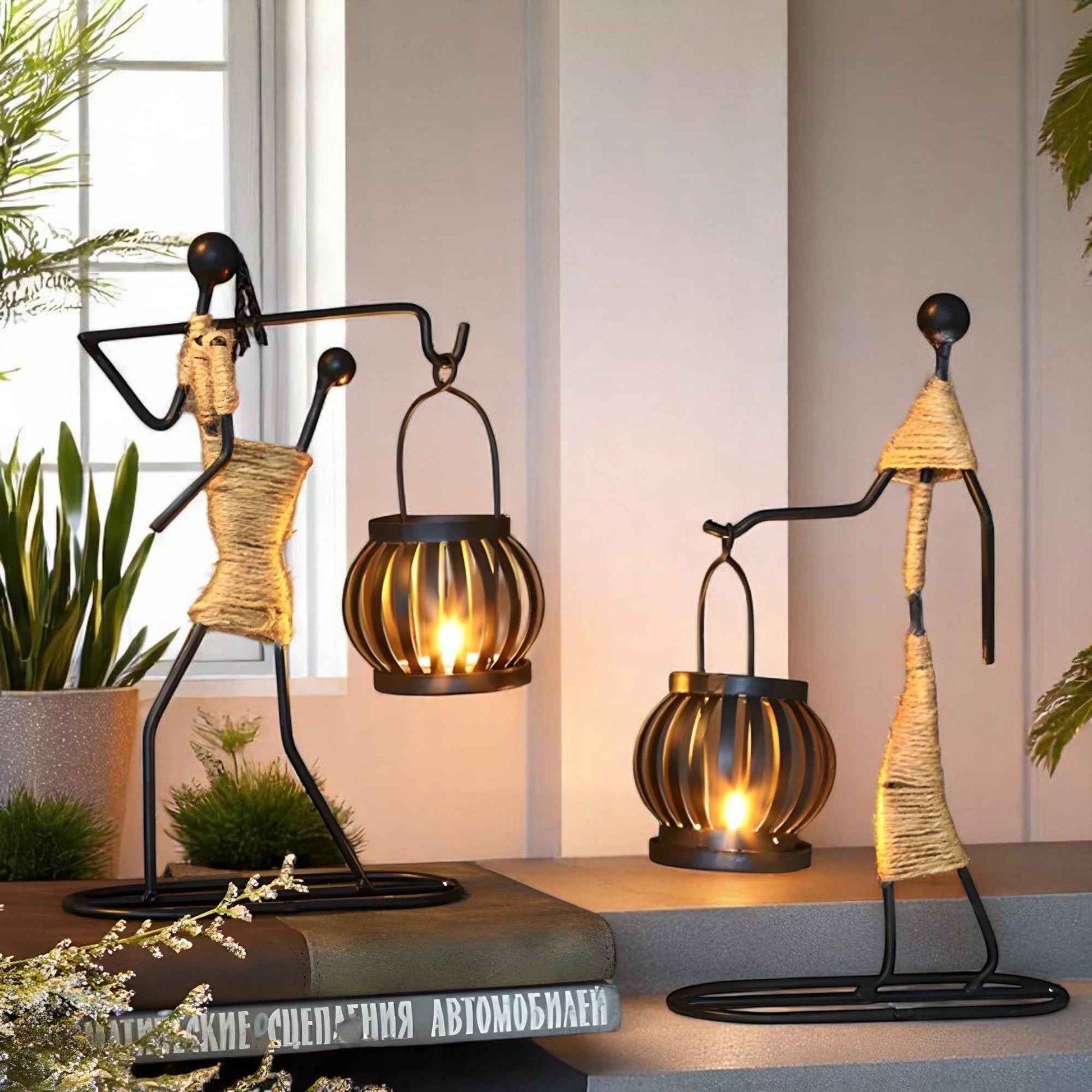 Supports de bougies : Bougeoir en Fer Métal Atmosphérique pour une Décoration Élégante dans de Marche Lino
