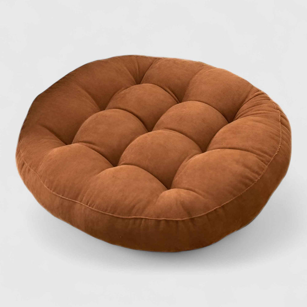Coussins : Coussin de Sol Rond en Chenille Épais pour Méditation et Détente - Confort Optimal avec Coussin de Méditation en Chenille dans Café de Marche Lino