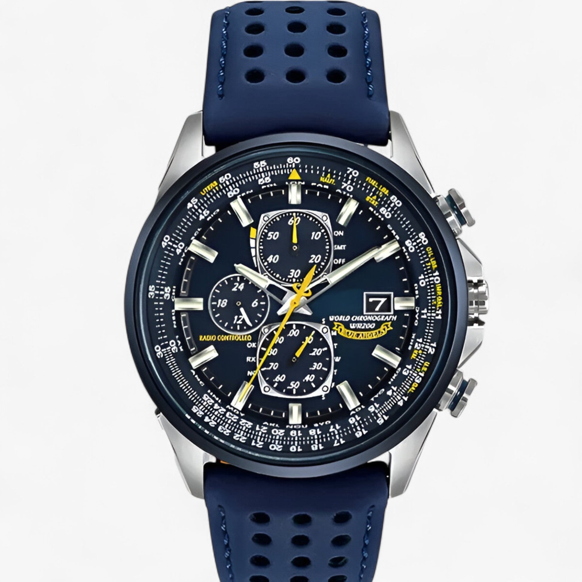 Montre Chronographe Homme MultiSteel 42mm, Acier Argent avec Cadran Bleu Élégant