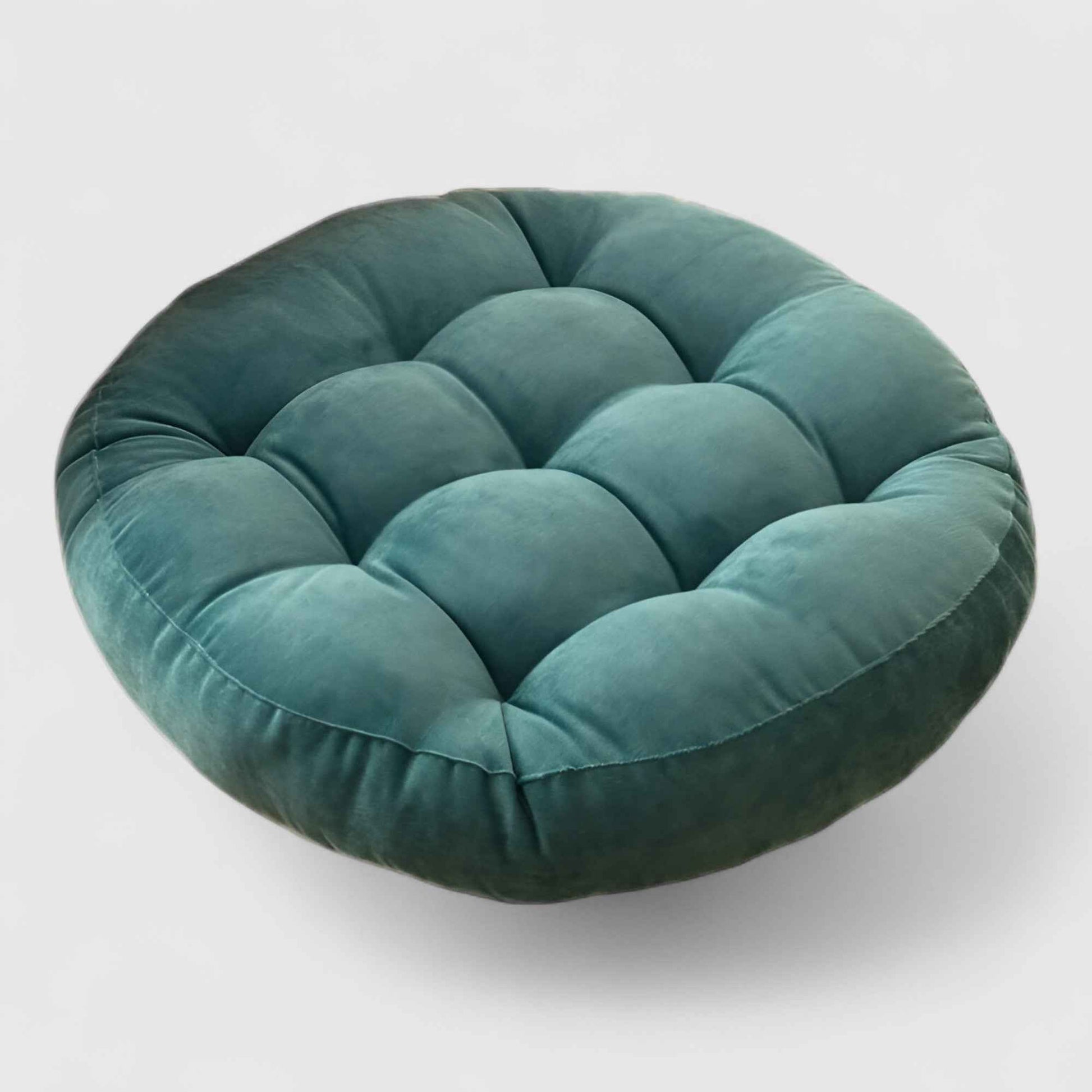 Coussins : Coussin de Sol Rond en Chenille Épais pour Méditation et Détente - Confort Optimal avec Coussin de Méditation en Chenille dans Bleu eau de Marche Lino