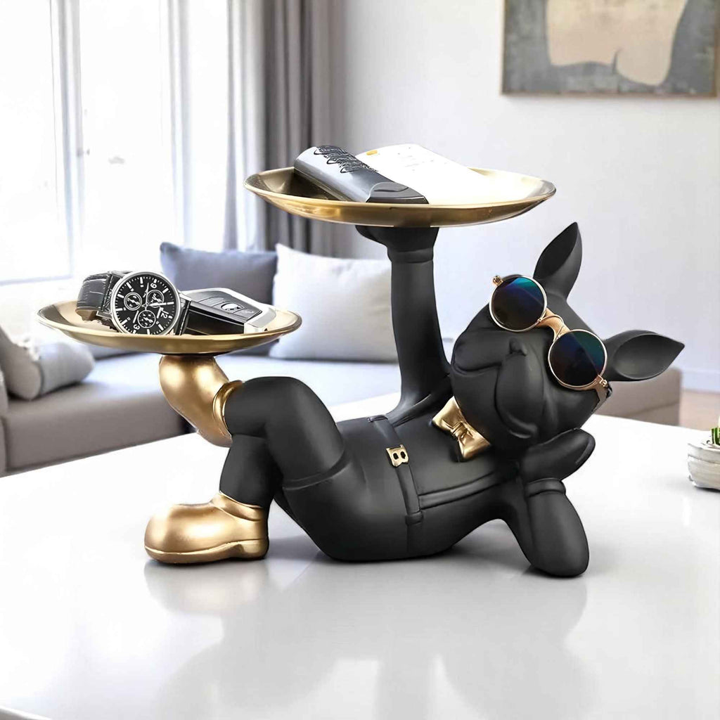 Figurines et statues : Statue Bouledogue Français Résine avec Rangement Pratique dans de Marche Lino