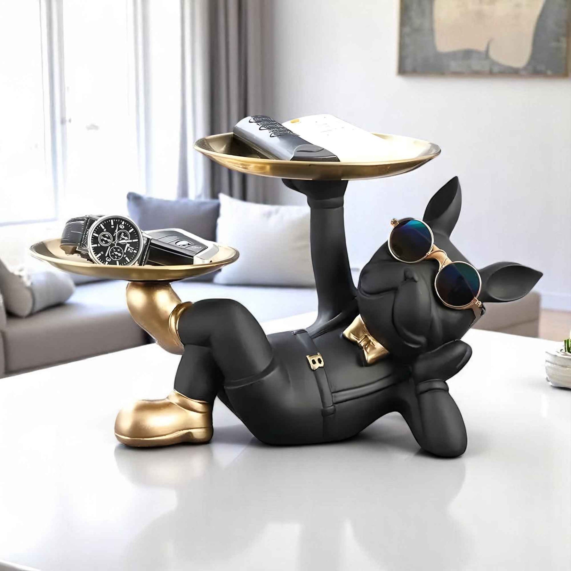 Figurines et statues : Statue Bouledogue Français Résine avec Rangement Pratique dans de Marche Lino