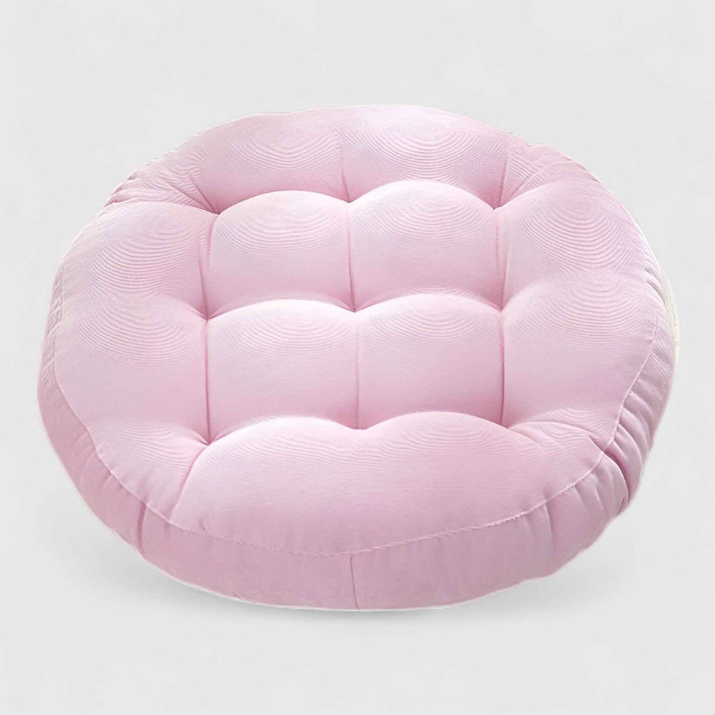 Coussins : Coussin de Sol Rond en Chenille Épais pour Méditation et Détente - Confort Optimal avec Coussin de Méditation en Chenille dans Rose de Marche Lino