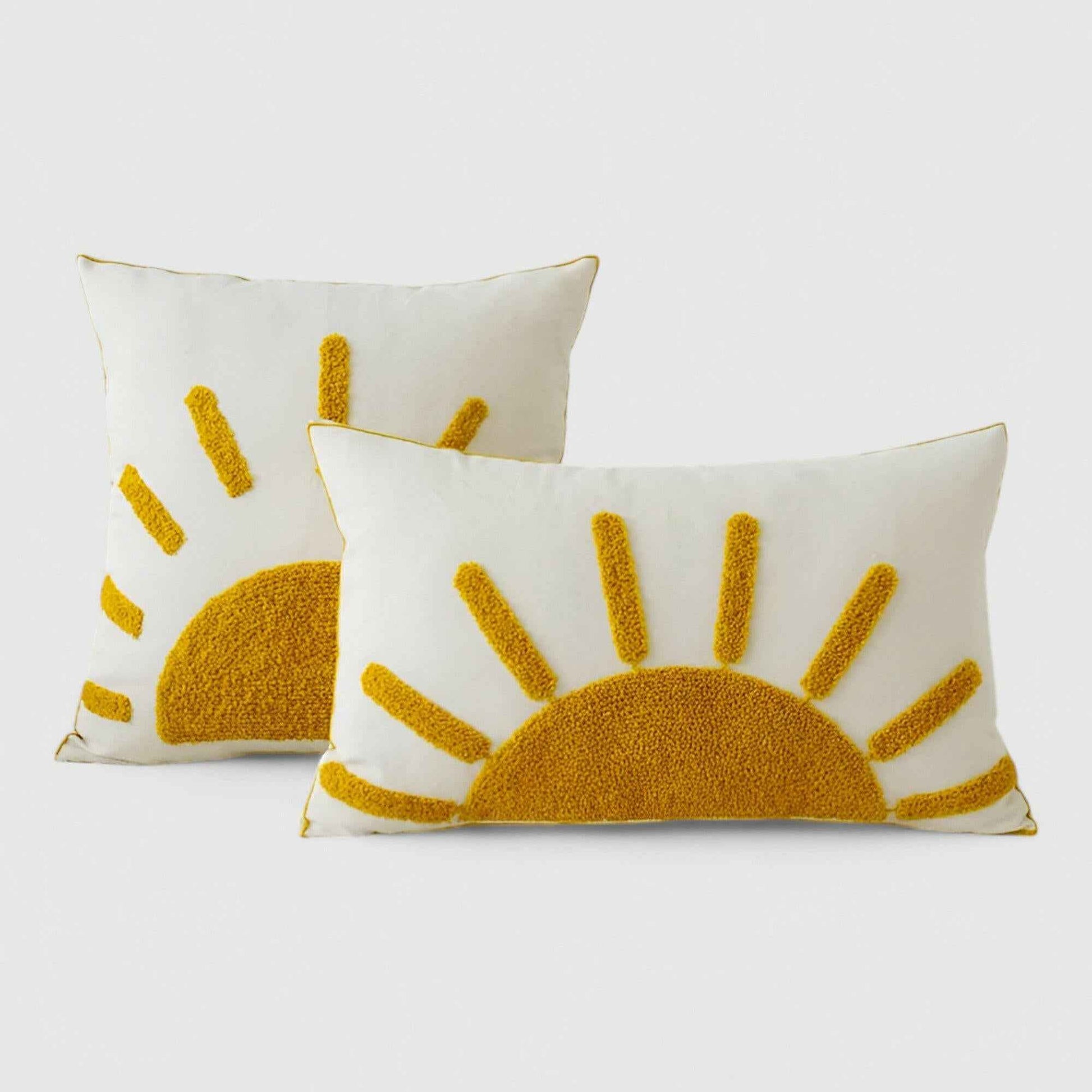 Housses de coussin : Housse de Coussin Jaune en Coton avec Motif Élégant dans Orange de Marche Lino