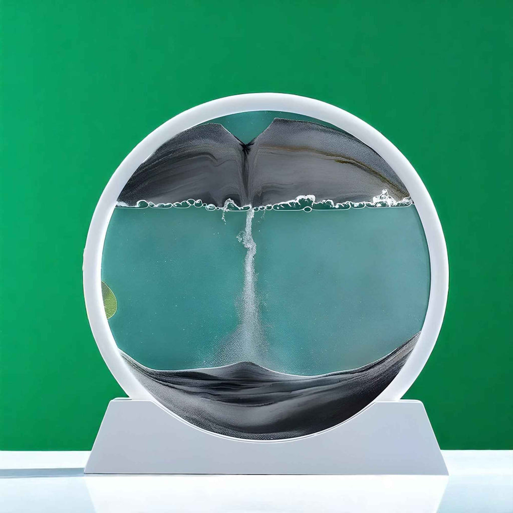 Art de sable : Décor Verre 3D Sable en Mouvement pour un Intérieur Élégant et Dynamique dans Noir de Marche Lino