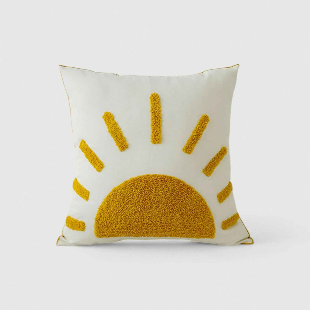 Housses de coussin : Housse de Coussin Jaune en Coton avec Motif Élégant dans de Marche Lino