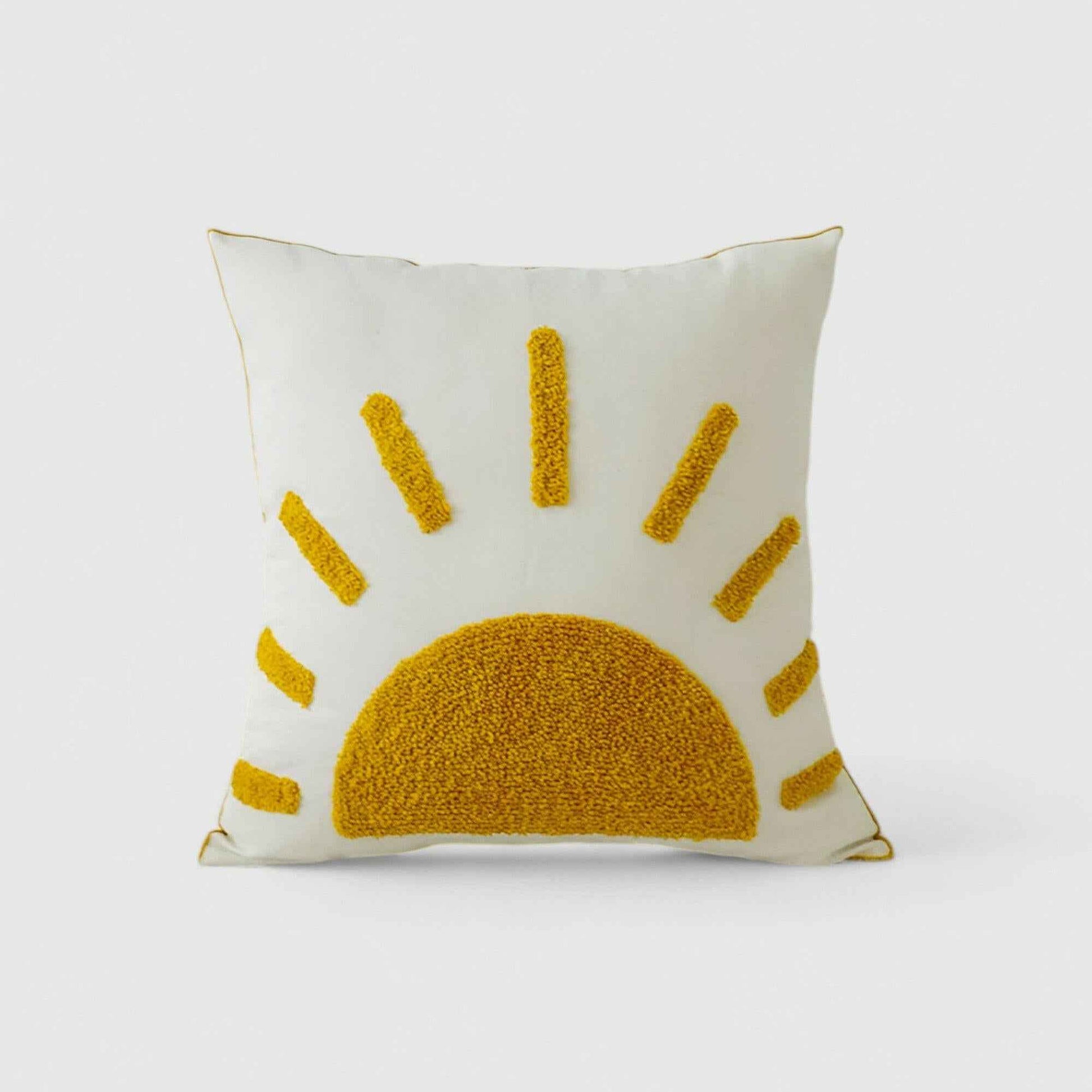 Housses de coussin : Housse de Coussin Jaune en Coton avec Motif Élégant dans de Marche Lino