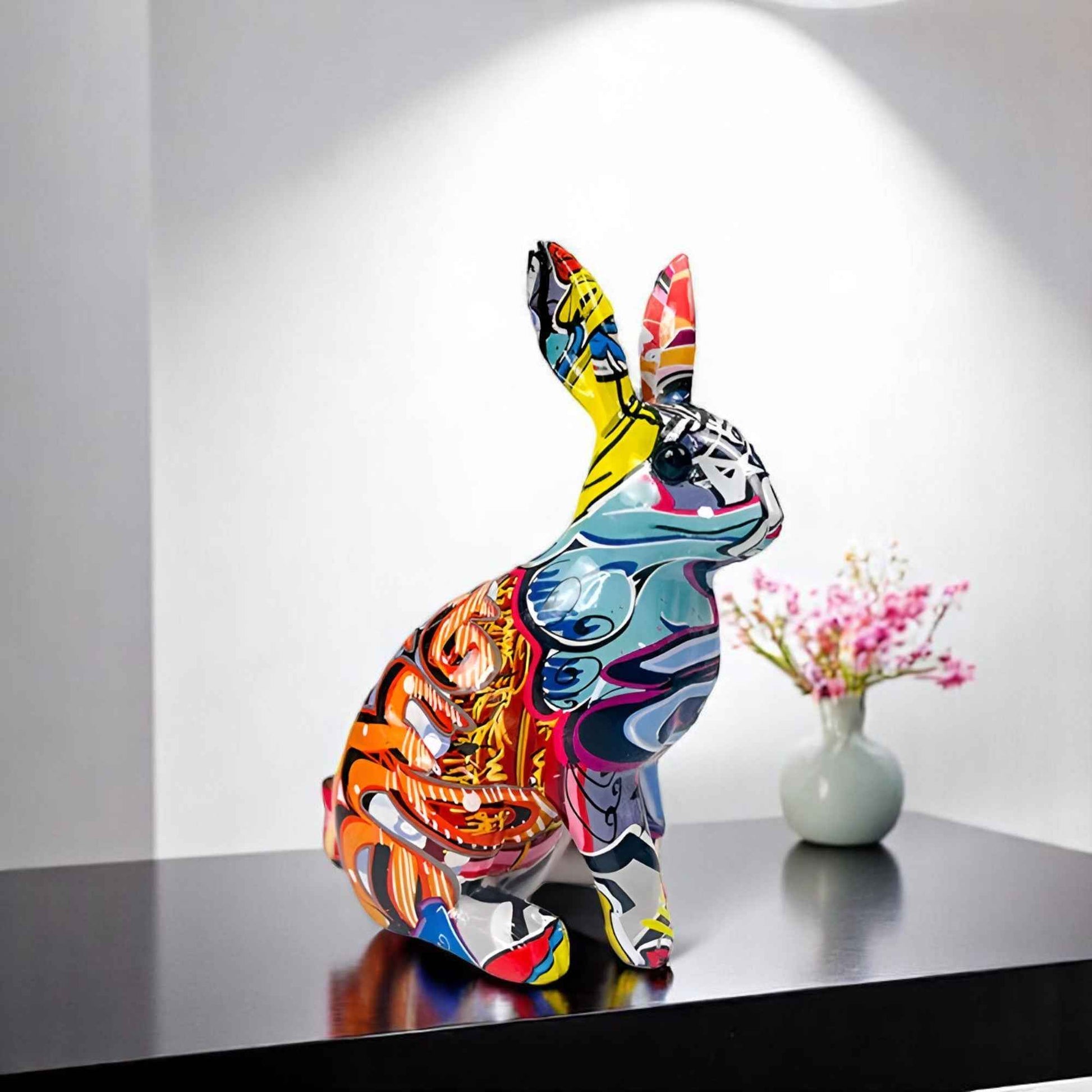 Figurines et Statues : Ornement de Table Lapin en Résine Multicolore - Décoration Charmante pour Votre Intérieur dans de Marche Lino