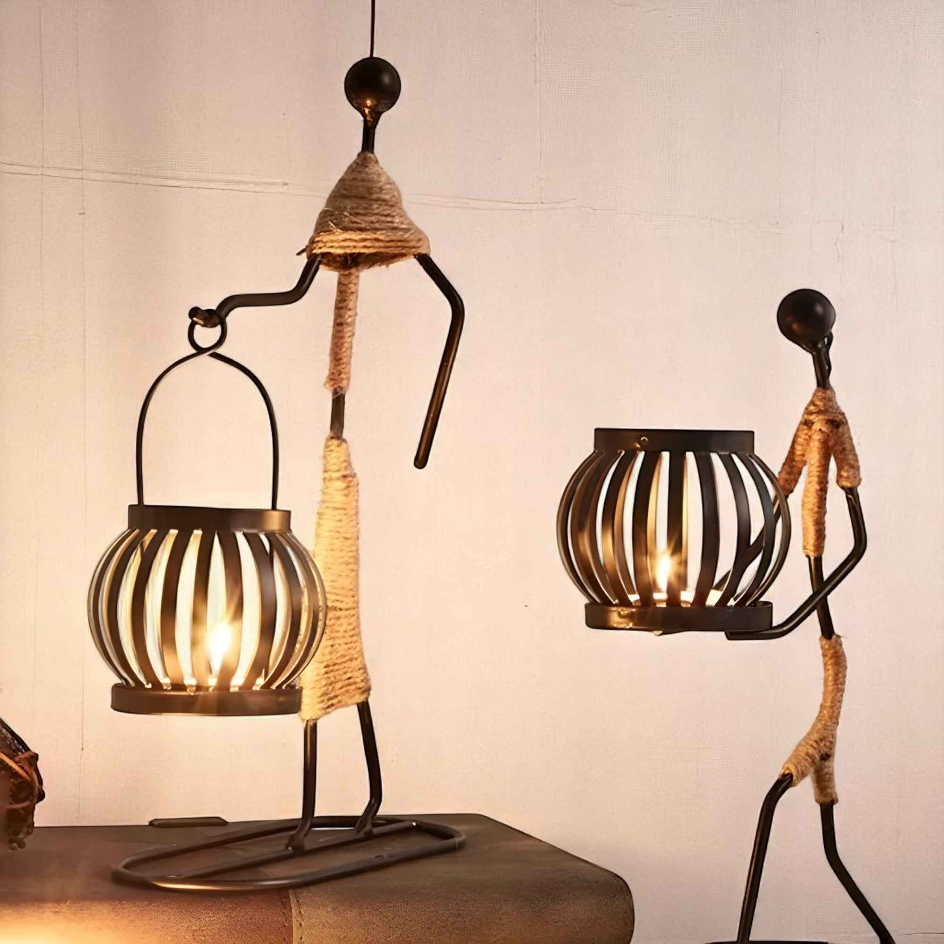 Supports de bougies : Bougeoir en Fer Métal Atmosphérique pour une Décoration Élégante dans de Marche Lino
