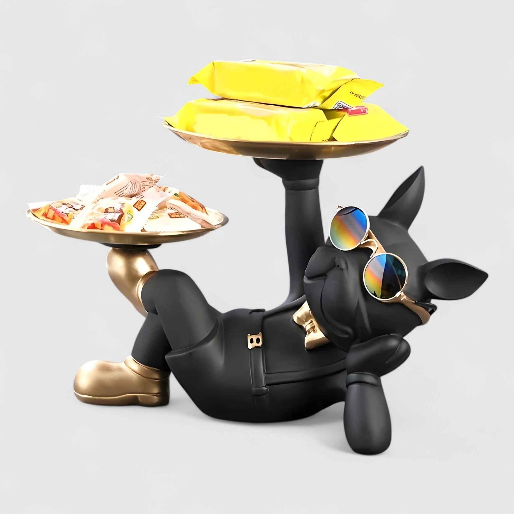 Figurines et statues : Statue Bouledogue Français Résine avec Rangement Pratique dans Noir de Marche Lino