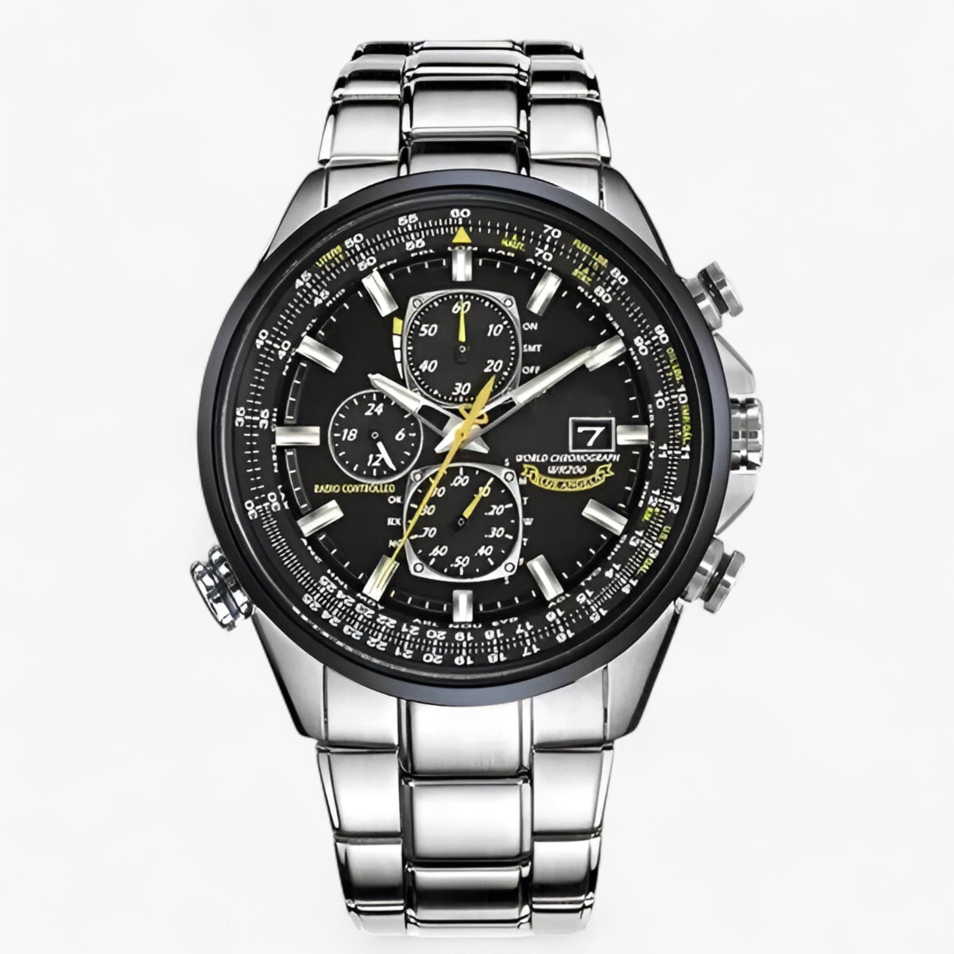 Montre Chronographe Homme MultiSteel 42mm, Acier Argent avec Cadran Bleu Élégant