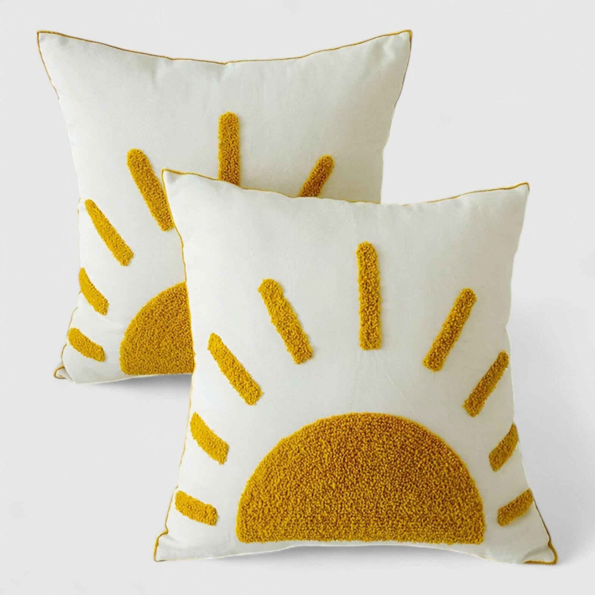 Housses de coussin : Housse de Coussin Jaune en Coton avec Motif Élégant dans de Marche Lino