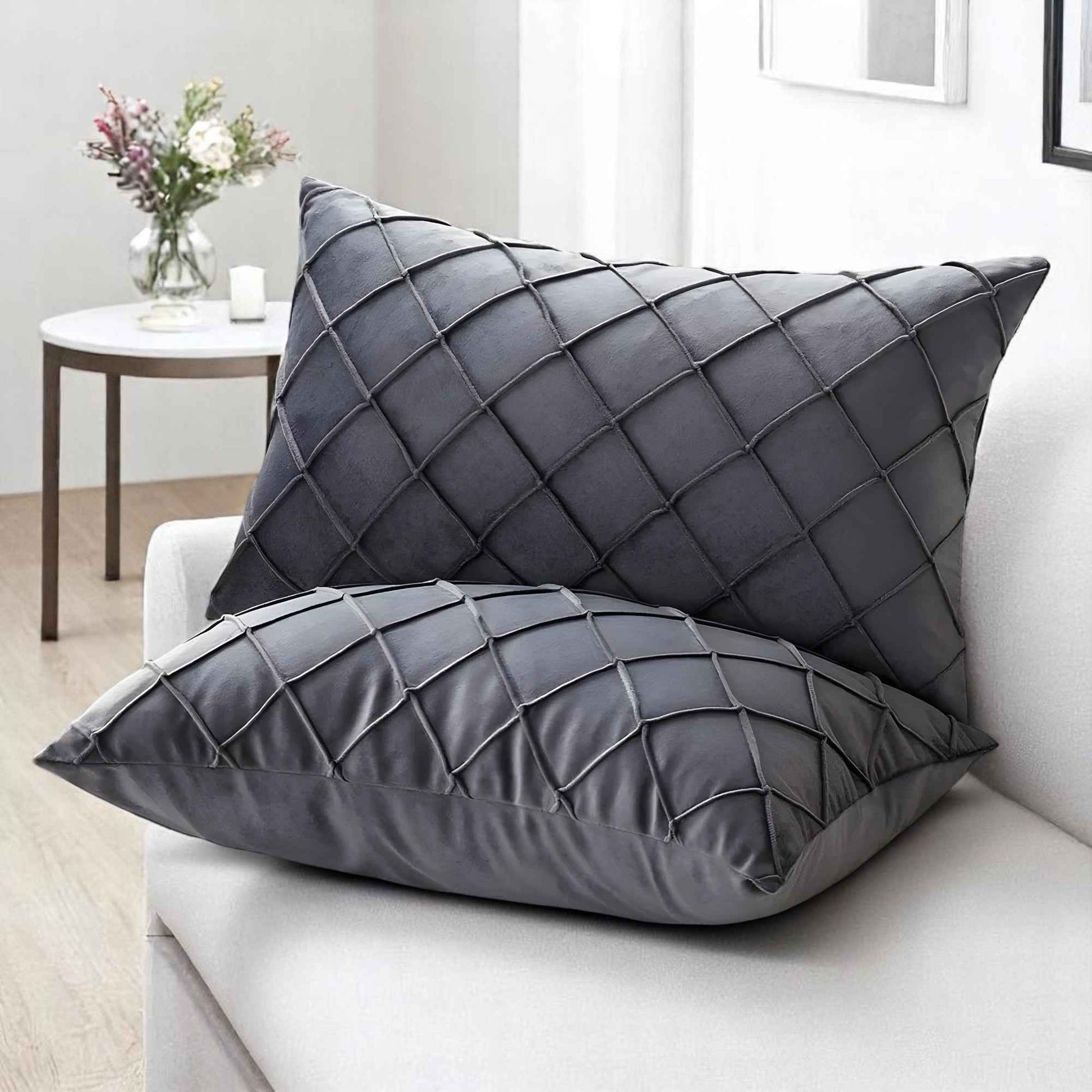 Housses de coussin : Housse de Coussin Grise Scandinave en Polyester élégante et moderne dans de Marche Lino