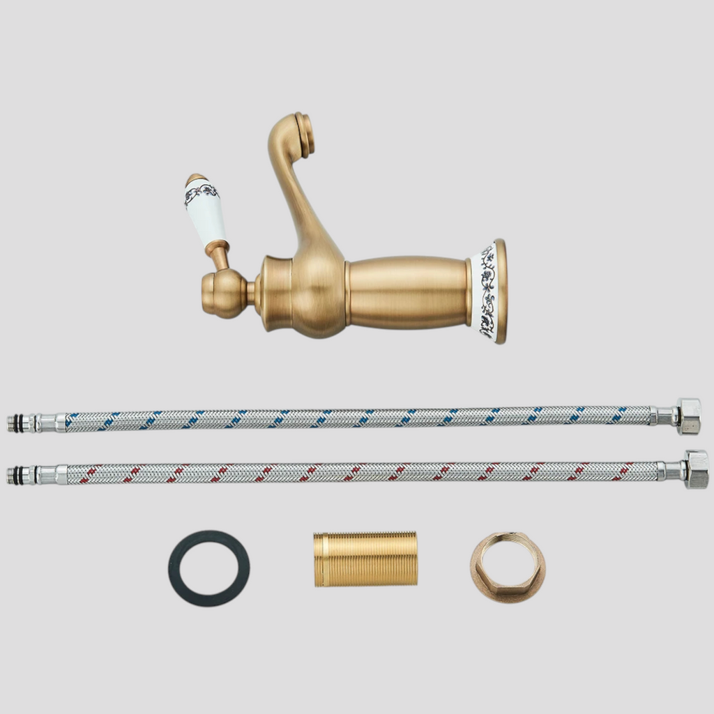 Mitigeur de Cuisine Rétro en Laiton avec Poignée Unique