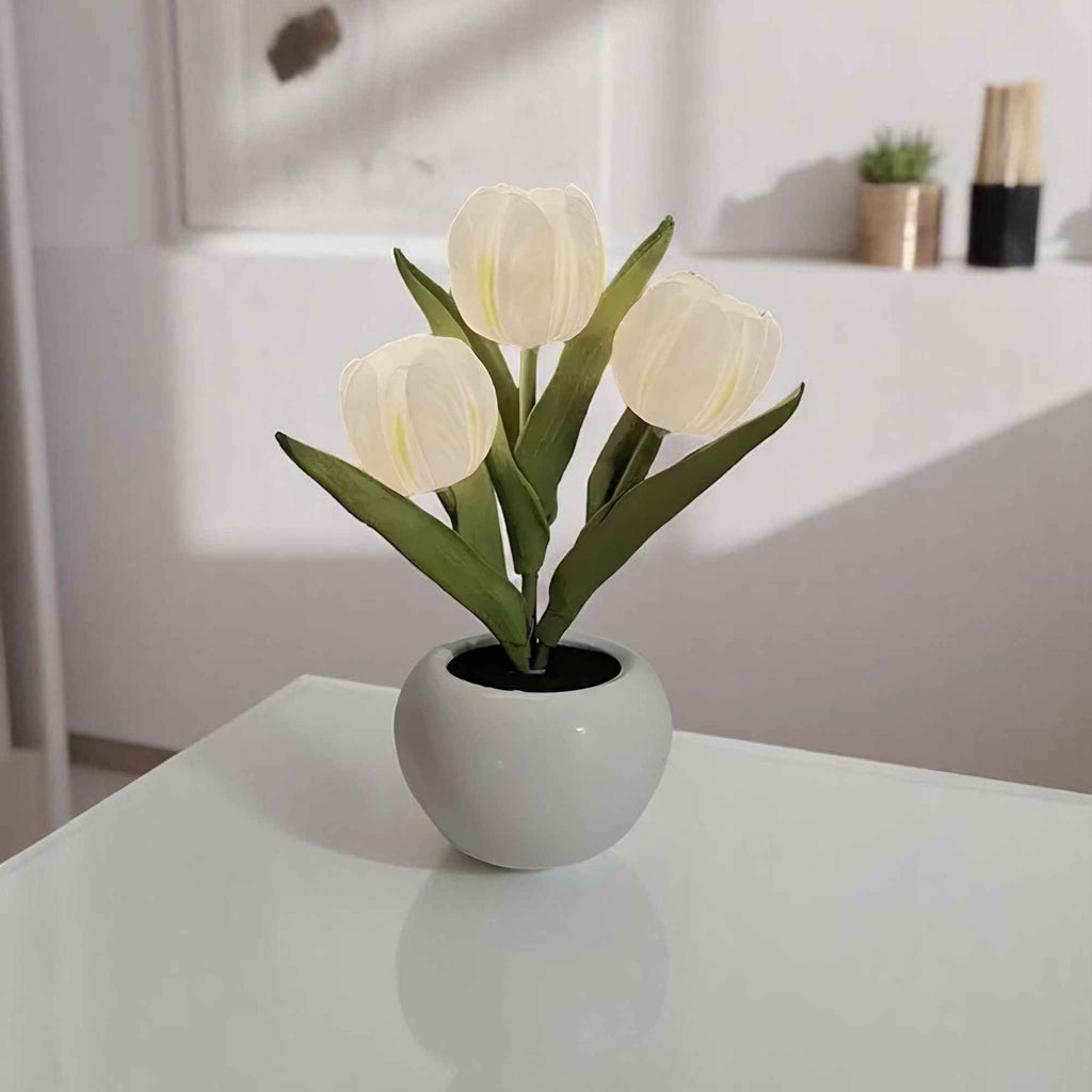 Lampes de table : Lampe de Chevet LED Fleur Tulipe - Éclairage Design et Moderne dans de Marche Lino