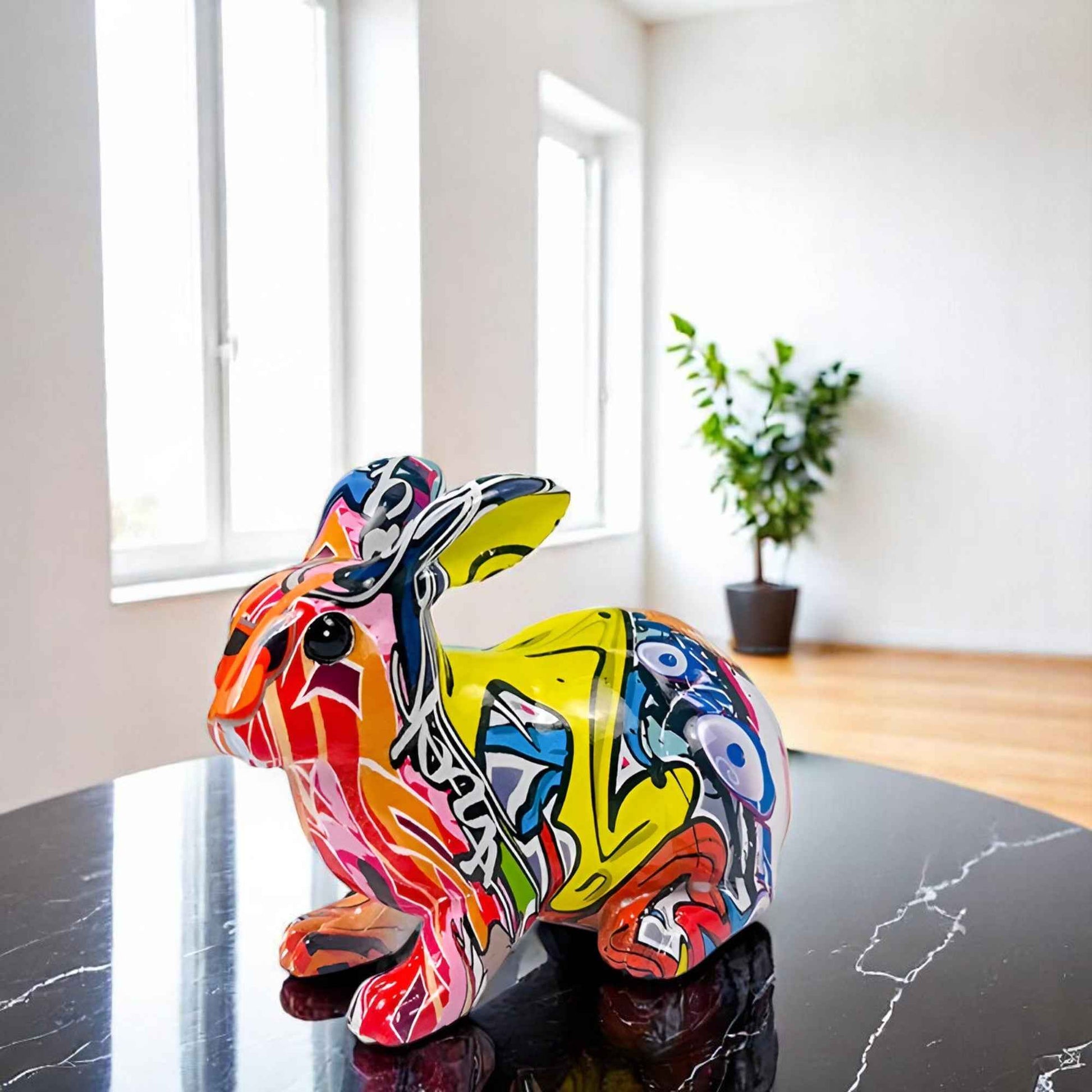 Figurines et Statues : Ornement de Table Lapin en Résine Multicolore - Décoration Charmante pour Votre Intérieur dans de Marche Lino