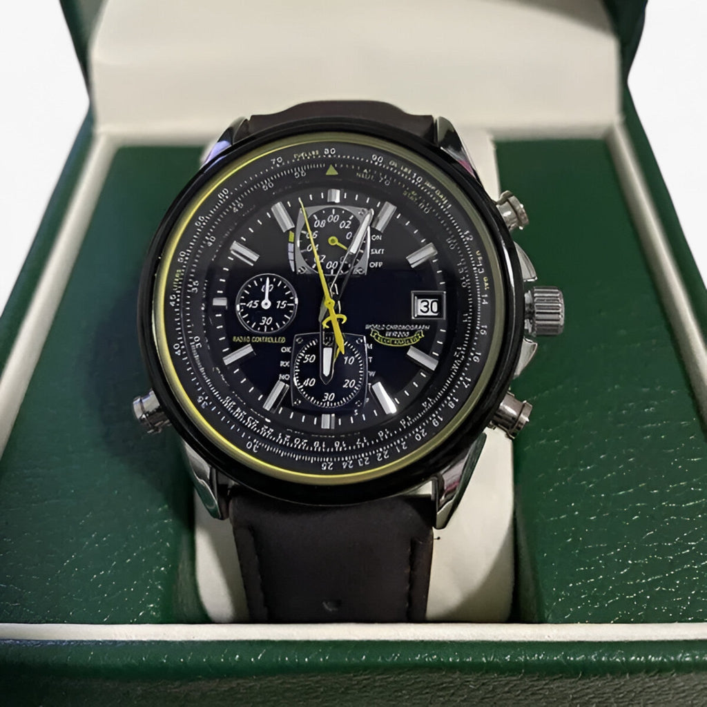 Montre Chronographe Homme MultiSteel 42mm, Acier Argent avec Cadran Bleu Élégant