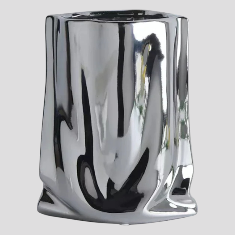 Dekorativer silberner Keramikvase Wohnaccessoire