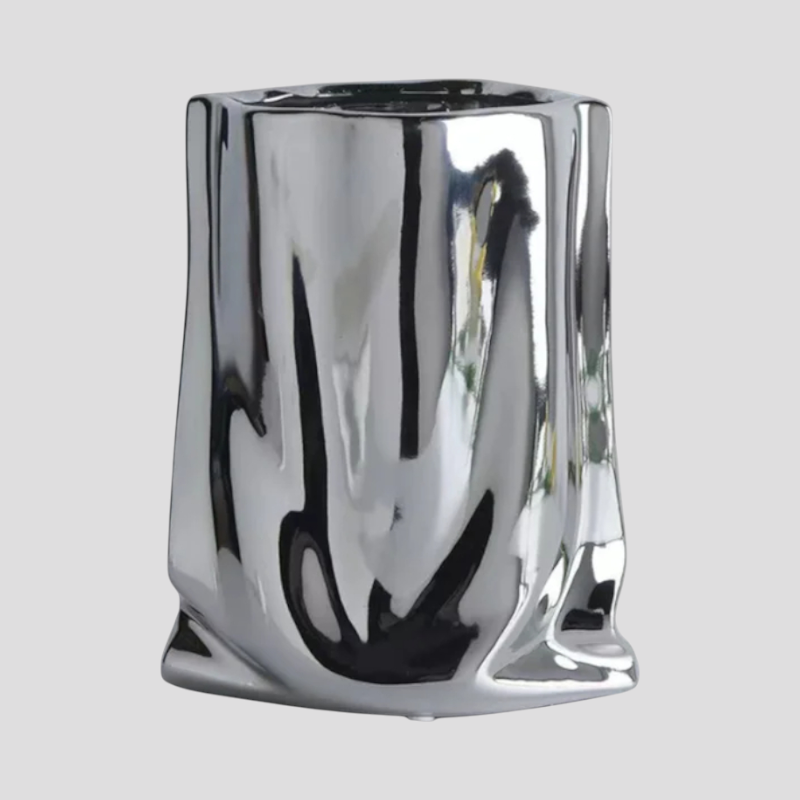Dekorativer silberner Keramikvase Wohnaccessoire