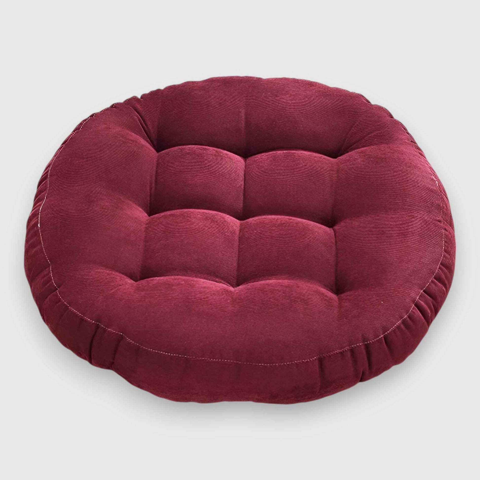 Coussins : Coussin de Sol Rond en Chenille Épais pour Méditation et Détente - Confort Optimal avec Coussin de Méditation en Chenille dans Rouge de Marche Lino