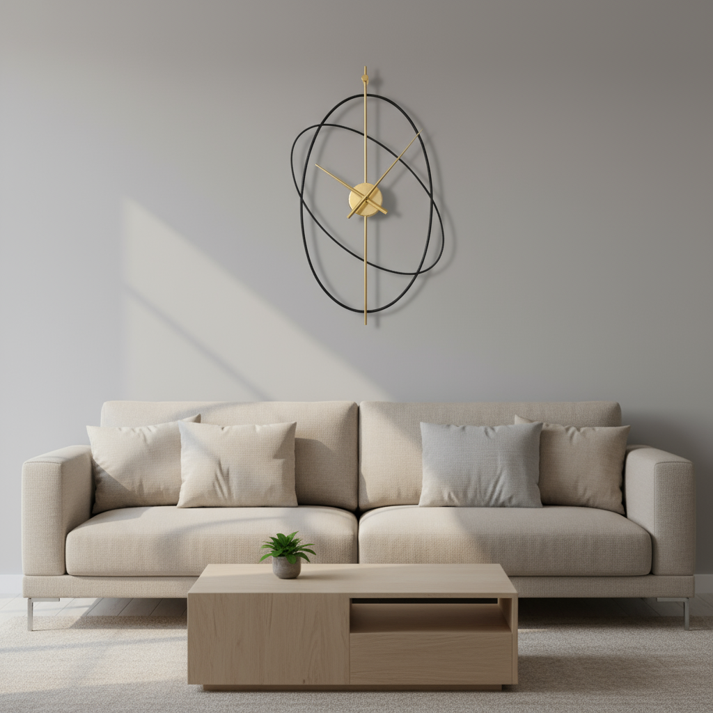 Horloge Murale Design Ovale en Métal